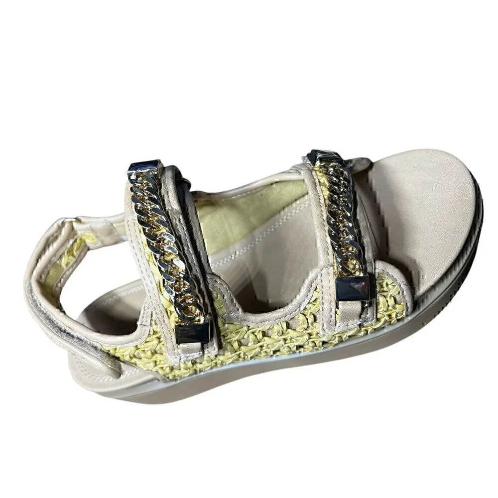 ASOS Tiger chunky Luxury Chain-Embellished Woven Platform in natural weave, size - Picture 4 of 8